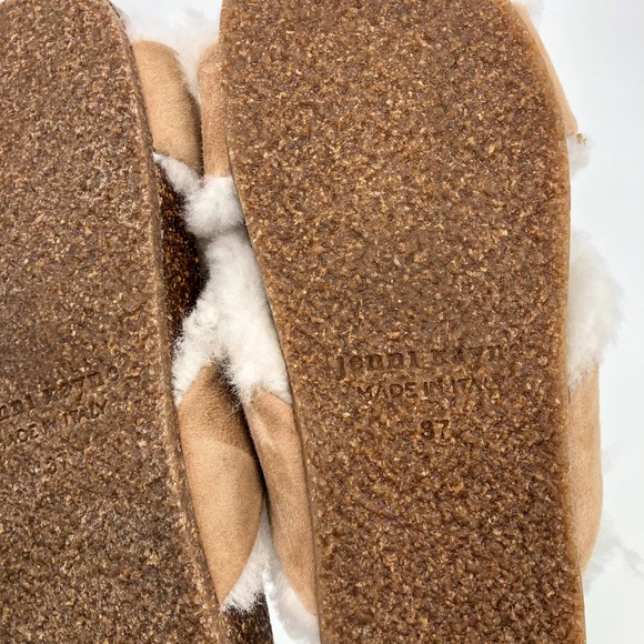 NEW Jenni Kayne Genuine Shearling Lined Crossover Open Toe Slide Sandals US 7 - Picture 5 of 6